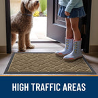 OLANLY Front Door Mat Outside 47x23, All-Season Absorbent Rubber Doormat | Brown - Image 8