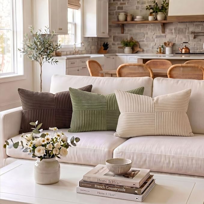 Fancy Homi 2 Packs Olive Green Lumbar Decorative Throw Pillow Covers 14x24 Inch - Image 2