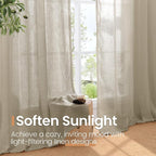 BGment 90 Inches Long Camel Linen Curtains - Image 5