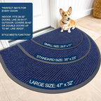 OLANLY Half Circle Front Door Mat 33x21, Waterproof Heavy-Duty Doormat | Blue - Image 2