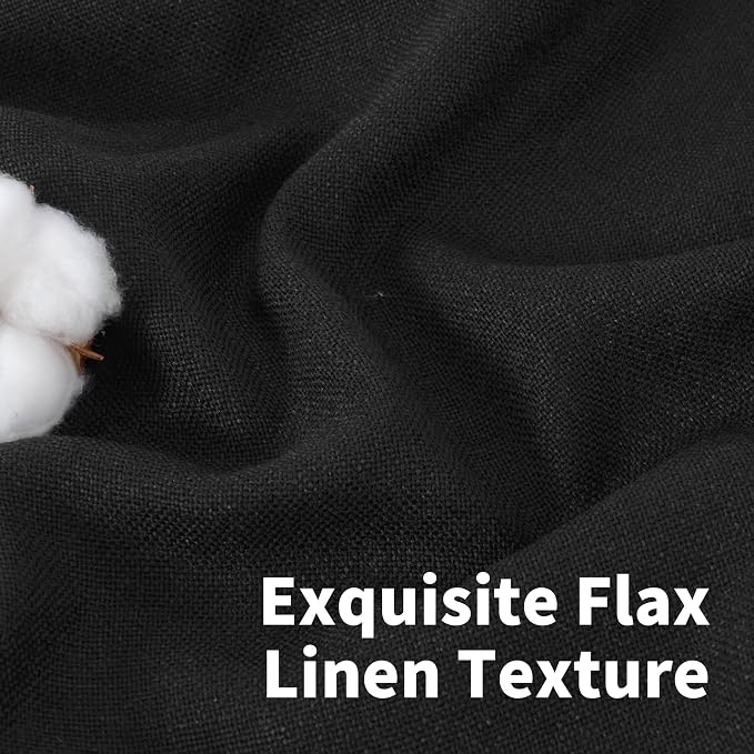 YoungsTex Black Linen Semi Sheer Curtains 63 Inch Length 2 Panels | Bronze - Image 3