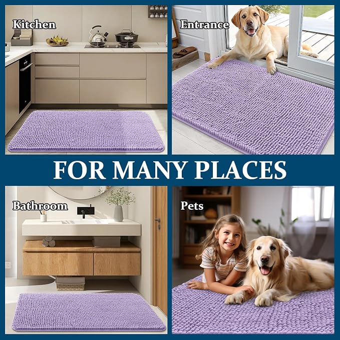 OLANLY Dog Door Mat for Muddy Paws 47x17, Super Absorbent Chenille Mud Mat | - Image 8