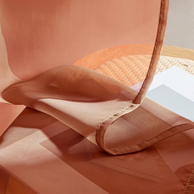 MIULEE 4 Panels Fall Burnt Orange Sheer Curtains 54 x 84 Inches | Light - Image 7