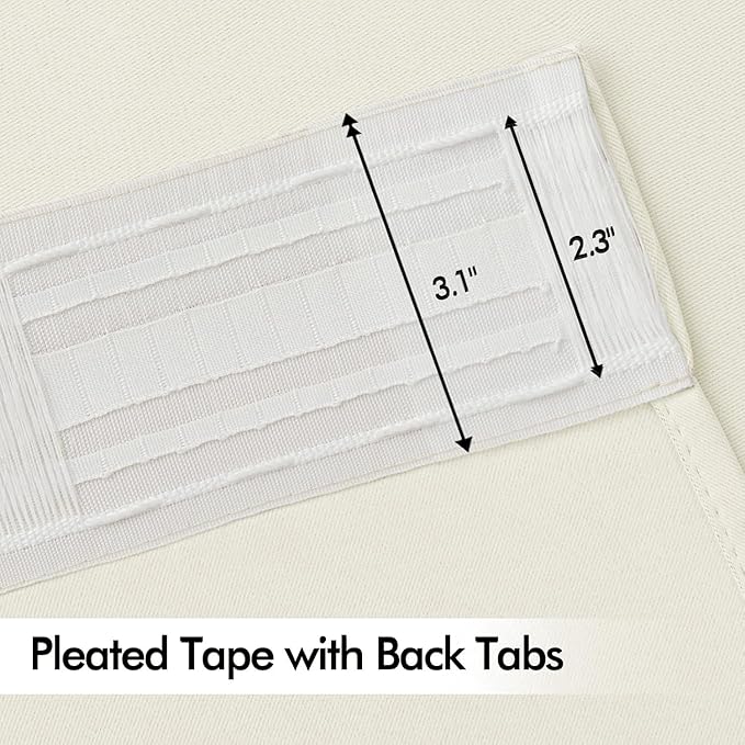 MIULEE Cream Back Tab Blackout Curtains 52x72 Inches Long 2 Panels Set | Rod - Image 4
