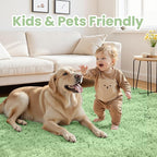 4x6 Fluffy Shag Area Rugs for Living Room Bedroom: Soft Carpet Mint Green | - Image 3