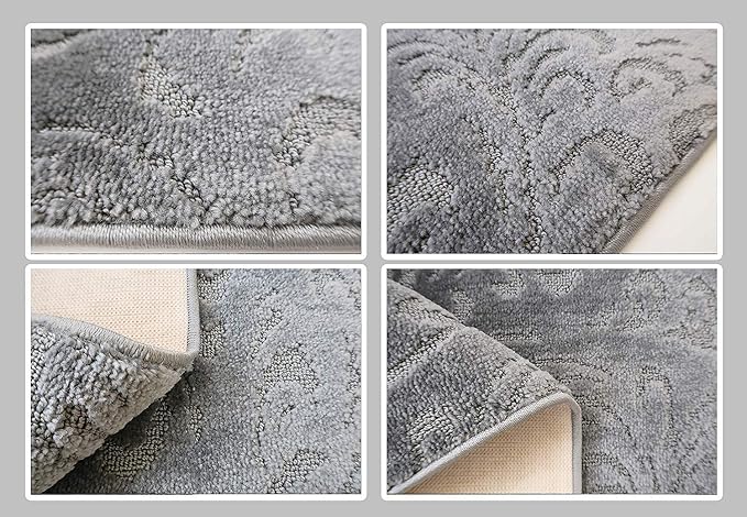 Custom Length Hallway Runner Rug, Slip Resistant, Floral Grey, 26 Inch X 23 feet - Image 5