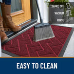 OLANLY Front Door Mat Outside 47x32, All-Season Absorbent Rubber Doormat | Wine - Image 6