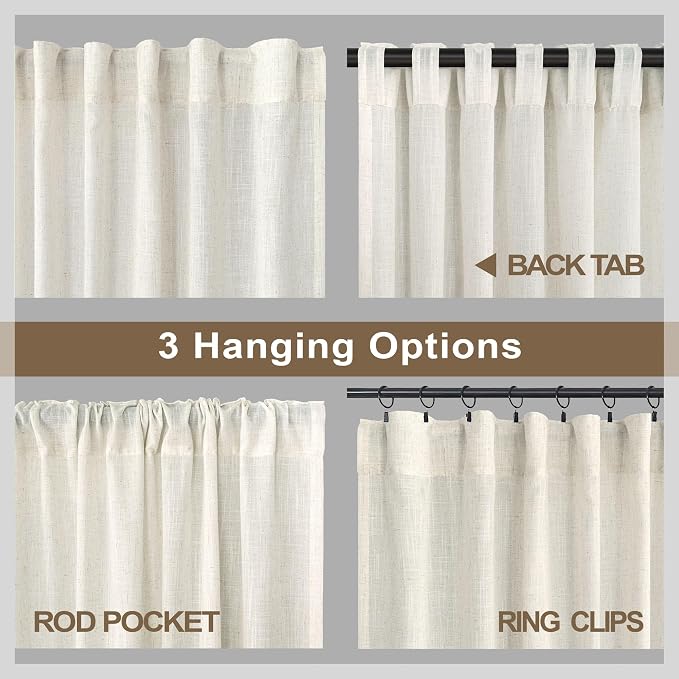 Pitalk 24 Inch Cafe Linen Curtains - Image 5