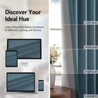 100% Blackout Linen Textured Curtains 90 Inch Long, Stone Blue | 100% Blackout - Image 7