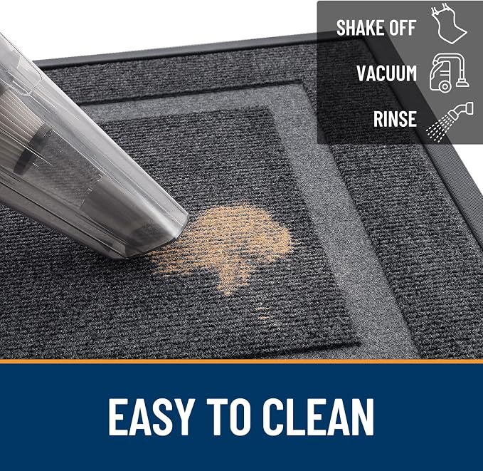 OLANLY Front Door Mat Outside 47x23, All-Season Heavy-Duty Rubber Doormat | Grey - Image 6