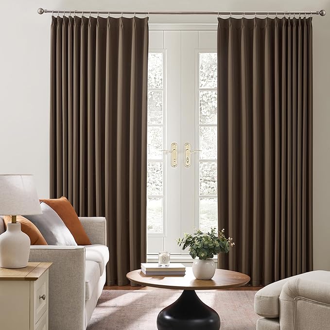 Chocolate Brown Blackout Curtains 92 Inches Long, Custom Made Pinch Pleated - Image 4