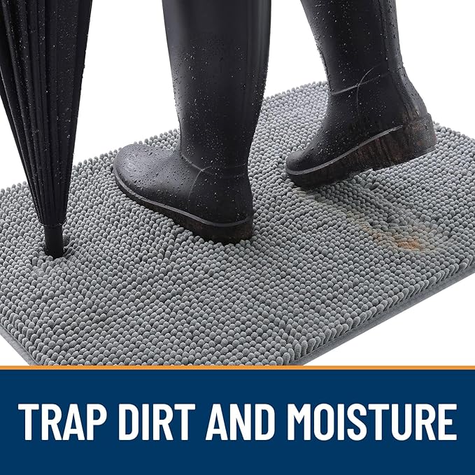 OLANLY Dog Door Mat for Muddy Paws 47x32, Super Absorbent Chenille Mud Mat | - Image 2