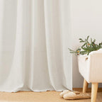 RYB HOME Linen Texture Sheer Curtains 84 inches, Rustic Style Solid Sheer - Image 6