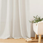 RYB HOME Farmhouse Boho Linen Sheer Curtains 90 inches Long - Image 6