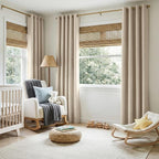 100% Blackout Linen Textured Curtains 63 Inch Long, Natural Flax | 100% - Image 5