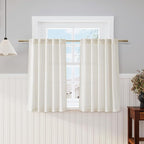 Natural Semi Sheer Kitchen Curtains 36 Inch Length 2 Panel Set Back Tab Pocket by Nanspring