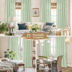 Light Green Linen Window Curtains 63 Inch Length - Image 6