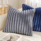 decorUhome Fall Faux Fur Throw Pillow Covers 20x20 Set of 2 Grey | Decorative - Image 4