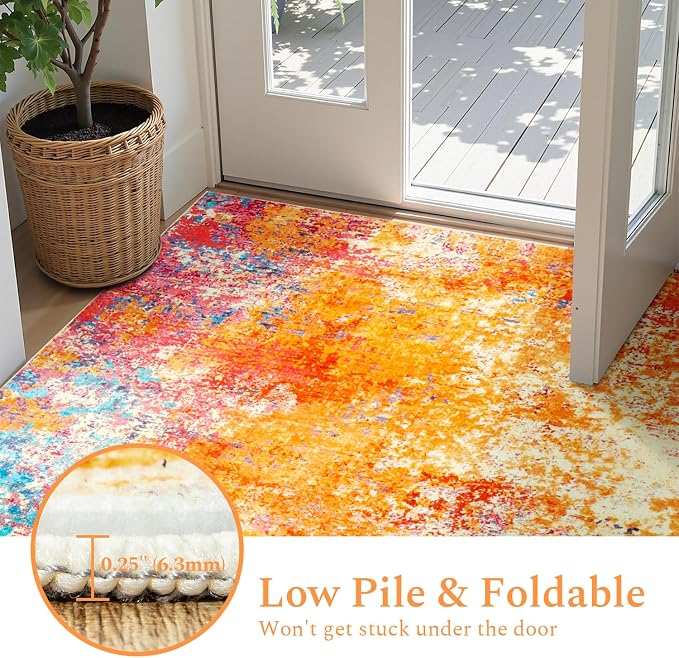 Rugflix Round Area Rugs 4Ft for Living Room, Washable Colorful Circle Rug | - Image 6