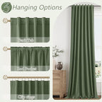 Olive Green 100% Blackout Curtains 84 Inch Length 2 Panels Set - Image 6