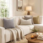 MIULEE Euro Sham Corduroy Decorative Throw Pillow Covers 22x22 Cream White | - Image 5