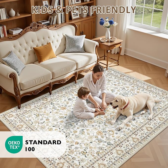 10x14 Area Rugs Living Room: Washable Vintage Rug - Image 8
