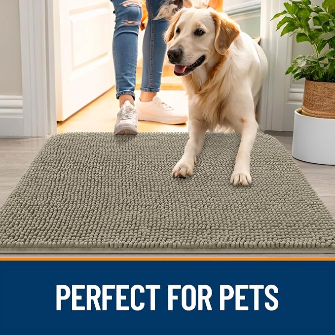 OLANLY Dog Door Mat for Muddy Paws 32x20, Super Absorbent Chenille Mud Mat | - Image 6