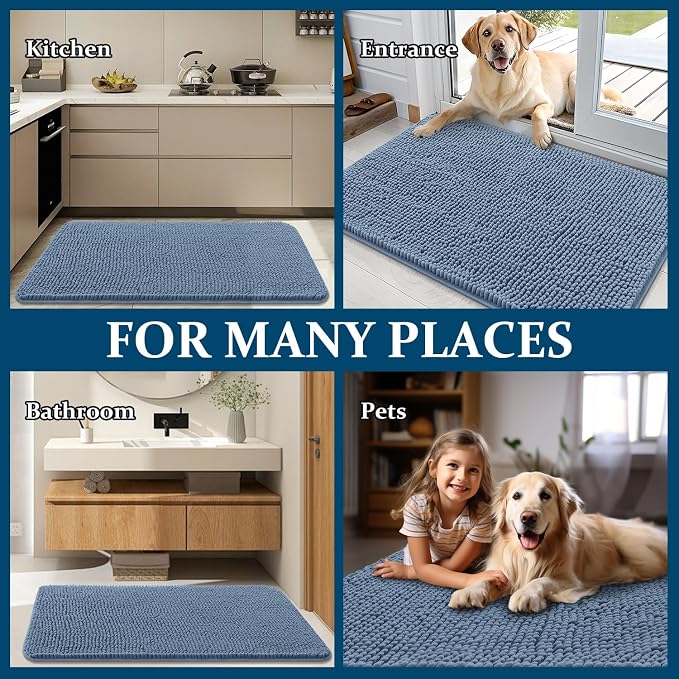 OLANLY Dog Door Mat for Muddy Paws 24x16, Super Absorbent Chenille Mud Mat | - Image 8