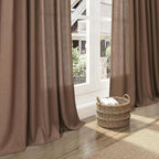Caramel Brown Linen Curtains for Living Room Extra Long 144 Inches Long Back - Image 5