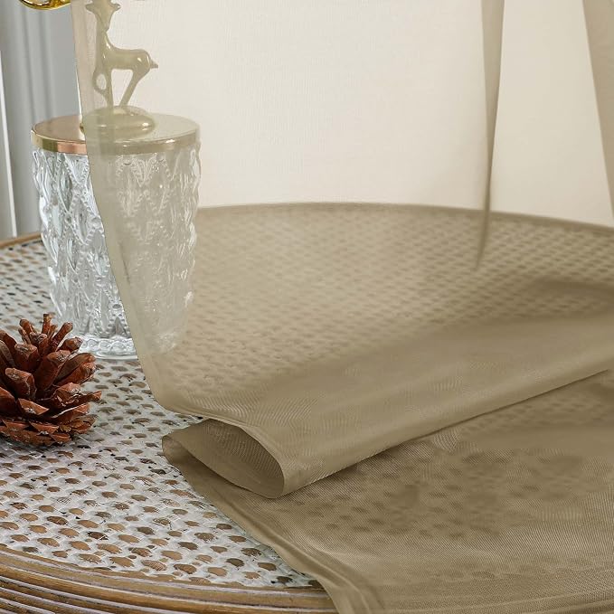 Taupe Sheer Curtains 72 Inches Long 2 Panels Set, Transparent Voile Sheer - Image 7