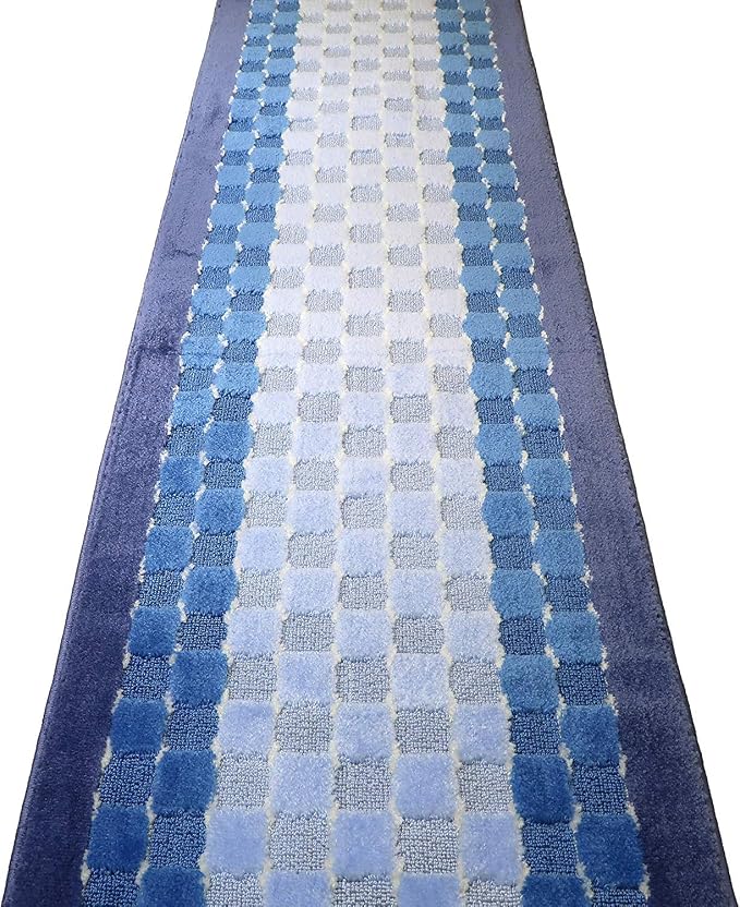 29 Ft Blue Extra Long Hallway Runner Rug, Custom Size, Non Slip Washable | - Image 6