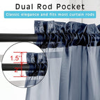 Navy Blue Sheer Curtains 2 Panel Sets 84" Inch Length - Image 2