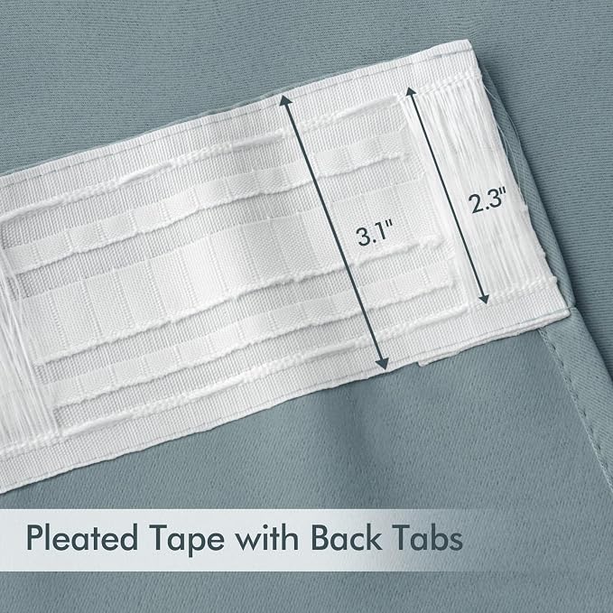MIULEE Slate Blue Back Tab Blackout Curtains 52x102 Inch Long 2 Panels Set | - Image 4