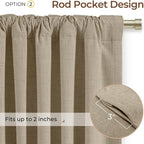 INOVADAY Extra Wide 100% Blackout Linen Curtains 102x108 Earthy Beige | Linen - Image 4