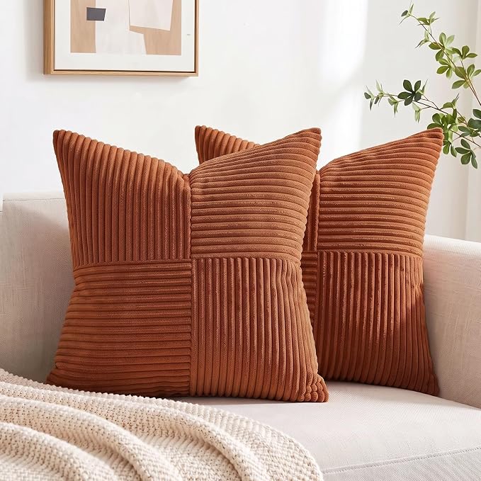 Fancy Homi 2 Packs Rust Decorative Throw Pillow Covers 16x16 Inch - Image 7