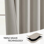 MIULEE Natural Back Tab Blackout Curtains 52x90 Inch Long 2 Panels Set | Rod - Image 7