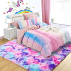 4x6 Tie-Dyed Pink Purple Blue Fluffy Area Rug Non-Slip - Image 3