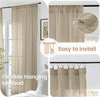 BGment Short Camel Linen Curtains 36 Inches Long - Image 6