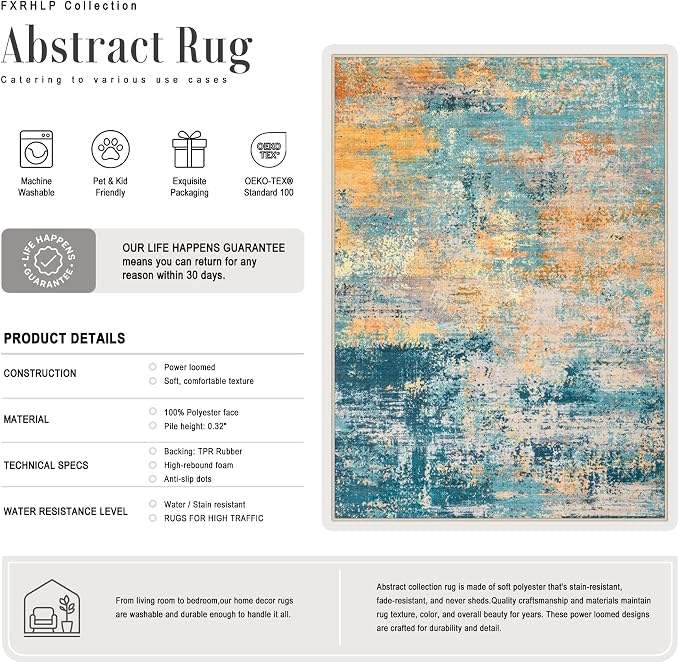 2x5 Washable Runner Rug：Modern Abstract Soft Carpet Rosy Haze | - Image 3