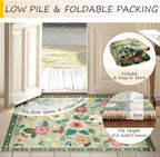 RELEANY Floral Washable 8x10 Area Rugs LightGreen | Flower Carpet Print Boho - Image 4