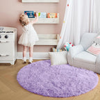 Amdrebio Light Purple Lavender Fluffy Circle Rug 5Ft - Image 7