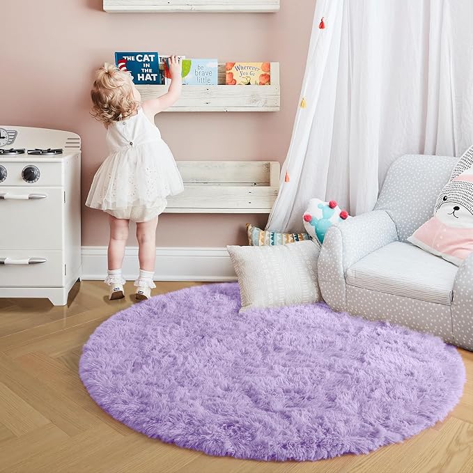 Amdrebio Light Purple Lavender Large Circle Rug 6Ft - Image 5