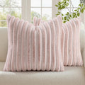 decorUhome Fall Faux Fur Throw Pillow Covers 20x20 Set of 2 Pink White | by decorUhome