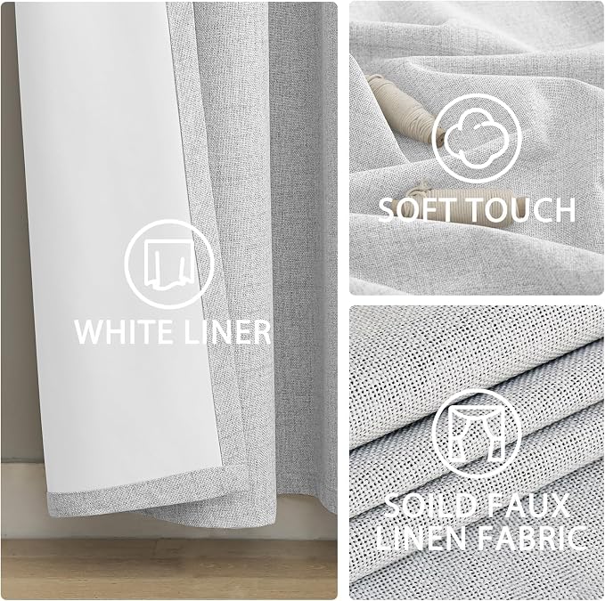 Yakamok White Linen Textured Curtains 72 Inches Long - Image 6