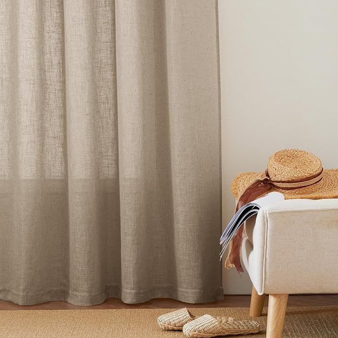 RYB HOME Sheer Curtains 102 inches, Extra Long Floor to Ceiling Curtains | Half - Image 4