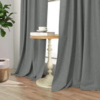 Dark Grey Curtains 108 Inches Long 2 Panels Set - Image 8