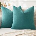 MIULEE Teal Chenille Couch Throw Pillow Covers, 18x18 | Set of 2, Soft Coastal by MIULEE