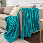 BEDELITE 3D Ribbed Ocean Blue Fleece Throw Blanket - Image 8