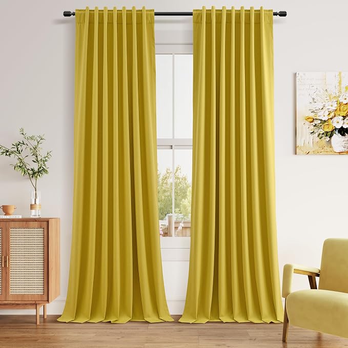 100% Blackout Curtains 120 Inch Length 2 Panels Set by Guken