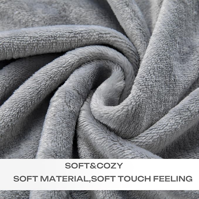 Grey Fleece Plush Throw Blanket 50"x60"for Couch Sofa Fuzzy Cozy Flannel | - Image 5
